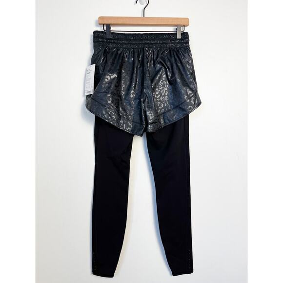 NWT Athleta Rainier 2 in 1 High Waist Tight Black Cheetah Print Small Tall - Picture 9 of 16